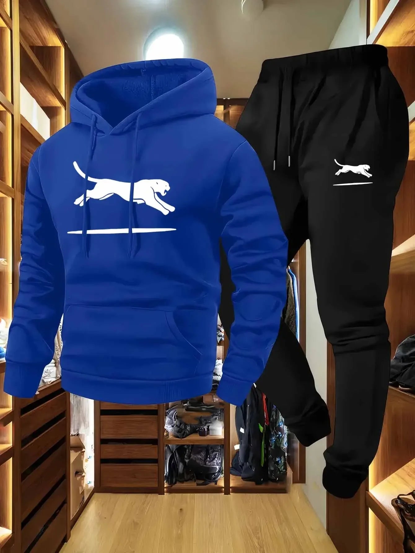 Ensemble sweat-shirt et survêtement cargo décontracté, imprimé léopard noir et blanc, tissu doux et confortable, coupe ample, pull à capuche, poches multiples - crazyfinds.frcrazyfinds.frblueblackBaoZiMEnsemble sweat-shirt et survêtement cargo décontracté, imprimé léopard noir et blanc, tissu doux et confortable, coupe ample, pull à capuche, poches multiples