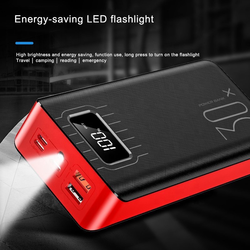 20000mAh External Battery Power Bank Dual USB With LED Flashlight - crazyfinds.frDC - THE CEORed Black20000mAh External Battery Power Bank Dual USB With LED Flashlight