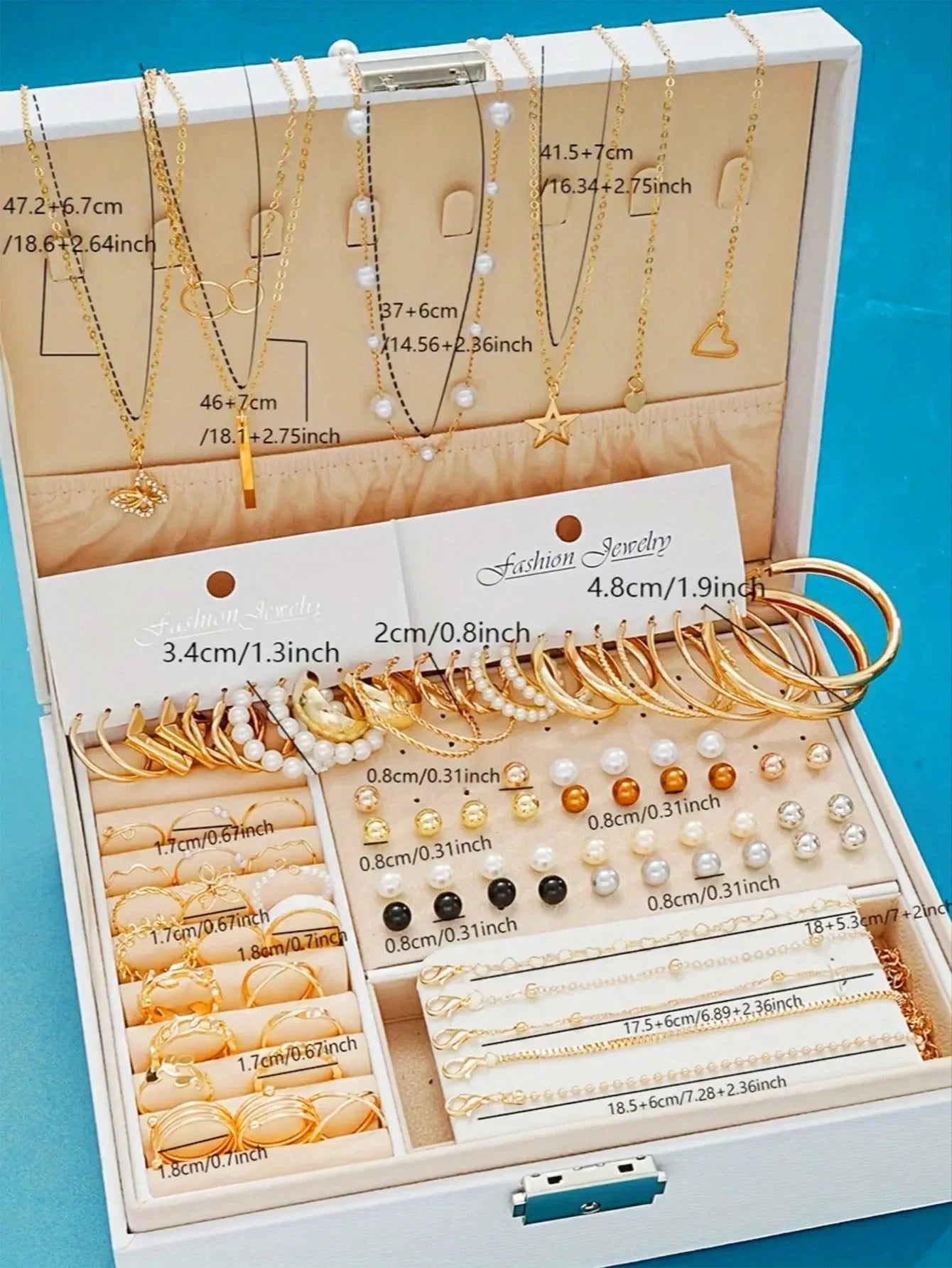 86pcs/Set Elegant Pearl Earrings Multi - Layered Necklace Ear Studs Rings 4 - In - 1 Jewelry Set For Women Daily Wear Gift (No Box) - crazyfinds.frcrazyfinds.fr86pcs/Set Elegant Pearl Earrings Multi - Layered Necklace Ear Studs Rings 4 - In - 1 Jewelry Set For Women Daily Wear Gift (No Box)