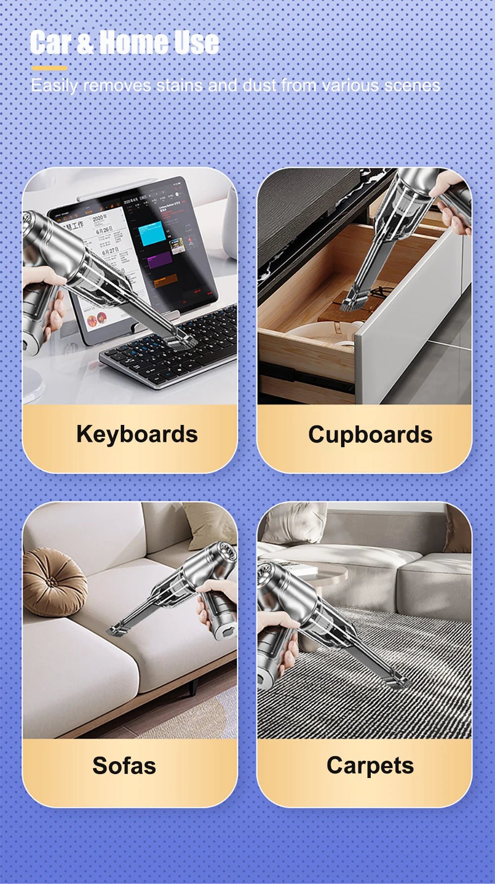 Aspirateur portable sans fil pour voiture et maison, mini nettoyeur, souffleur haute puissance, aspiration de bain, 95000PA - crazyfinds.frMa boutiqueBasic 4Filter BagAspirateur portable sans fil pour voiture et maison, mini nettoyeur, souffleur haute puissance, aspiration de bain, 95000PA