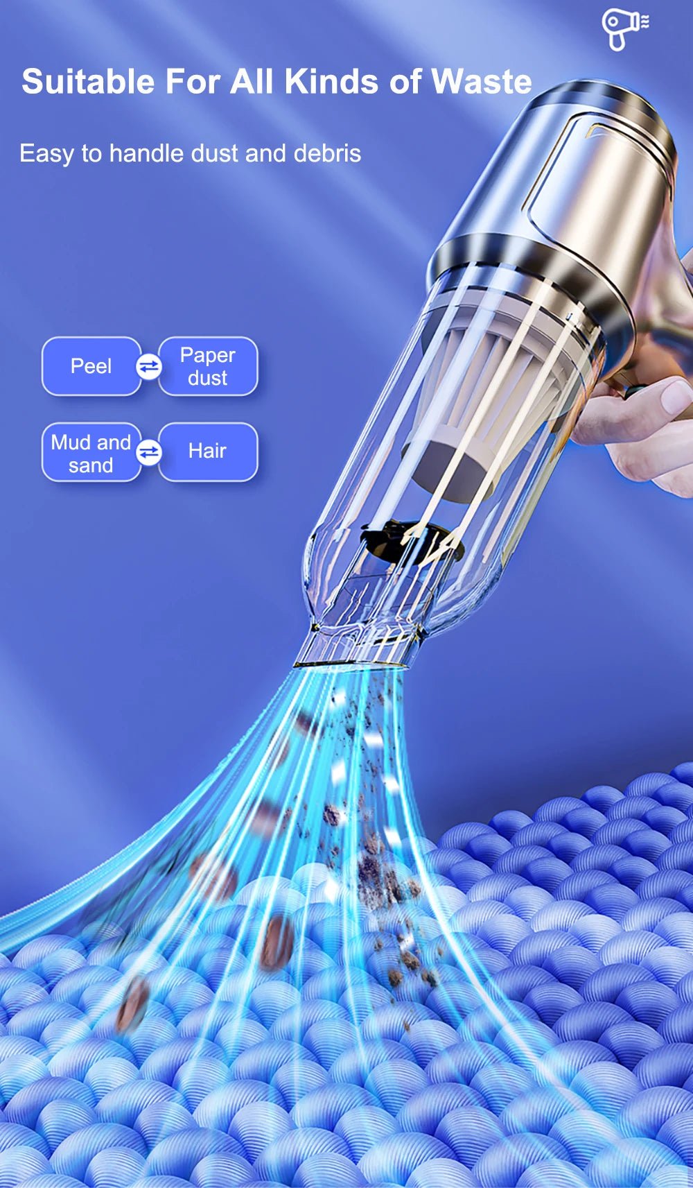 Aspirateur portable sans fil pour voiture et maison, mini nettoyeur, souffleur haute puissance, aspiration de bain, 95000PA - crazyfinds.frMa boutiqueBasic 4Filter BagAspirateur portable sans fil pour voiture et maison, mini nettoyeur, souffleur haute puissance, aspiration de bain, 95000PA