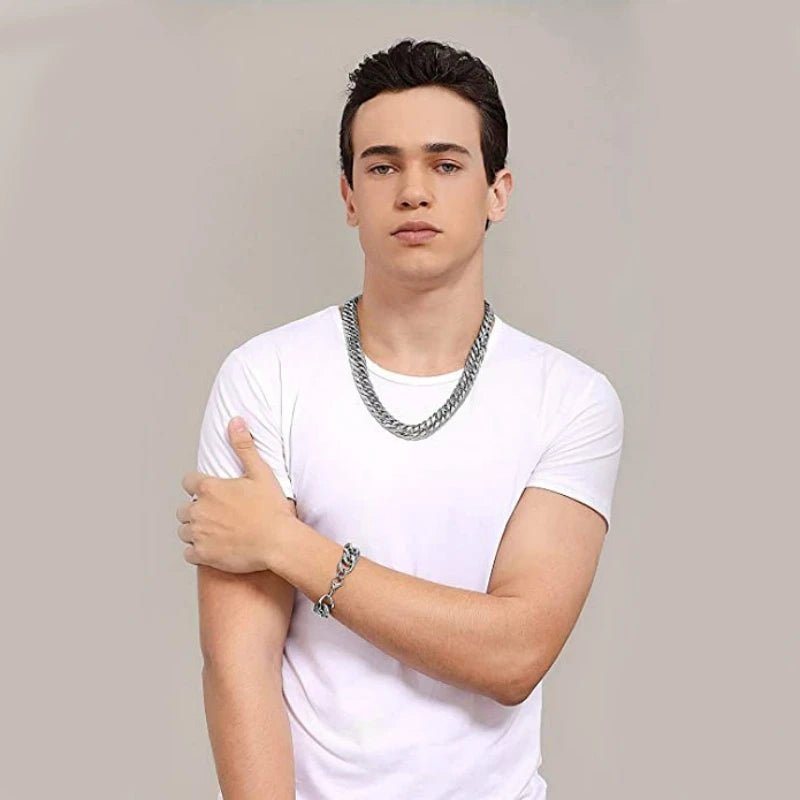 Collier Chaîne Cubaine LA en Acier Inoxydable HNSP Couleur Argent pour Hommes Bijoux Largeur 8/10/12/14MM Accessoires Hip Hop Punk - crazyfinds.frcrazyfinds.frCollier Chaîne Cubaine LA en Acier Inoxydable HNSP Couleur Argent pour Hommes Bijoux Largeur 8/10/12/14MM Accessoires Hip Hop Punk