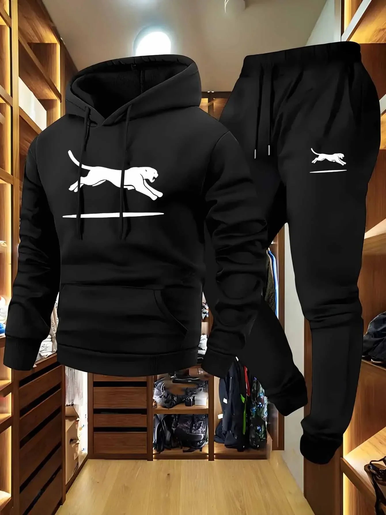 Ensemble sweat-shirt et survêtement cargo décontracté, imprimé léopard noir et blanc, tissu doux et confortable, coupe ample, pull à capuche, poches multiples - crazyfinds.frcrazyfinds.frblackblackBaoZiSEnsemble sweat-shirt et survêtement cargo décontracté, imprimé léopard noir et blanc, tissu doux et confortable, coupe ample, pull à capuche, poches multiples