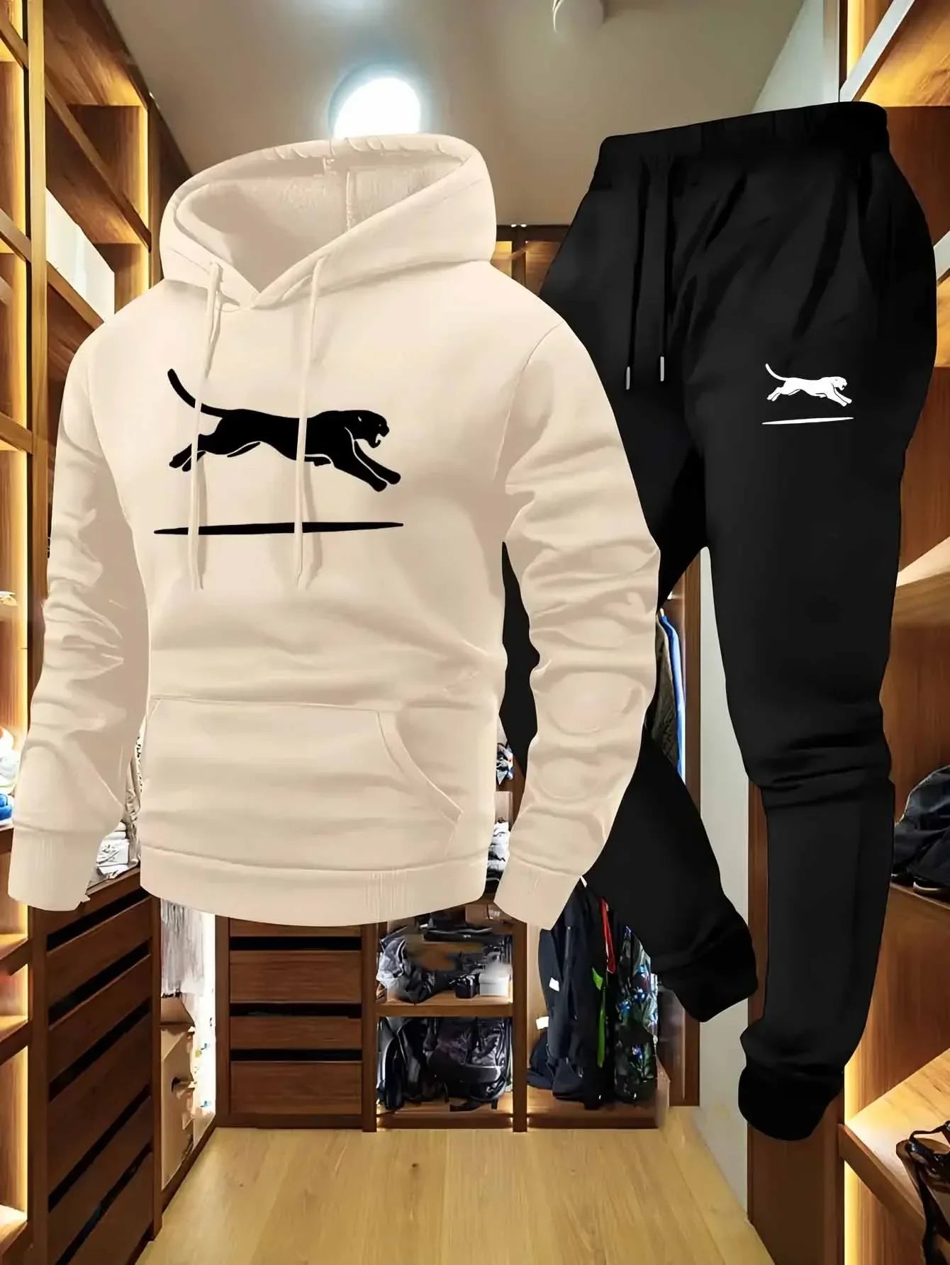 Ensemble sweat-shirt et survêtement cargo décontracté, imprimé léopard noir et blanc, tissu doux et confortable, coupe ample, pull à capuche, poches multiples - crazyfinds.frcrazyfinds.frKhakiblackBaoZiSEnsemble sweat-shirt et survêtement cargo décontracté, imprimé léopard noir et blanc, tissu doux et confortable, coupe ample, pull à capuche, poches multiples