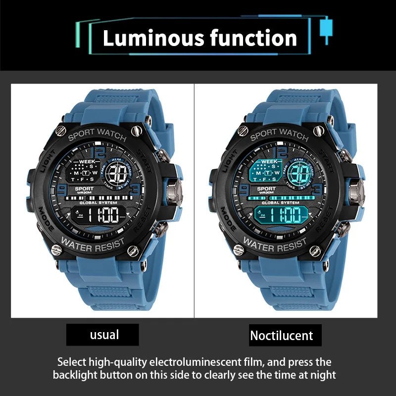 Montre électronique de Sport de mode, chronomètre étanche pour hommes, réveil lumineux, montre - bracelet numérique - crazyfinds.frcrazyfinds.frgreyMontre électronique de Sport de mode, chronomètre étanche pour hommes, réveil lumineux, montre - bracelet numérique