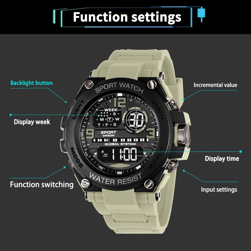 Montre électronique de Sport de mode, chronomètre étanche pour hommes, réveil lumineux, montre - bracelet numérique - crazyfinds.frcrazyfinds.frgreyMontre électronique de Sport de mode, chronomètre étanche pour hommes, réveil lumineux, montre - bracelet numérique