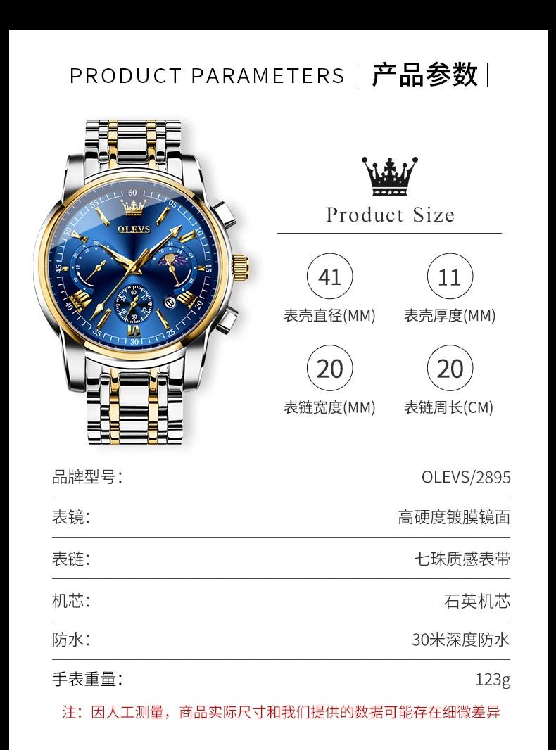 Montre Homme OLEVS Certification d'Origine de Marque Phase de Lune Étanche Montre à Quartz pour Homme Chronographe Calendrier Montre de Mode - crazyfinds.frcrazyfinds.frMontre Homme OLEVS Certification d'Origine de Marque Phase de Lune Étanche Montre à Quartz pour Homme Chronographe Calendrier Montre de Mode