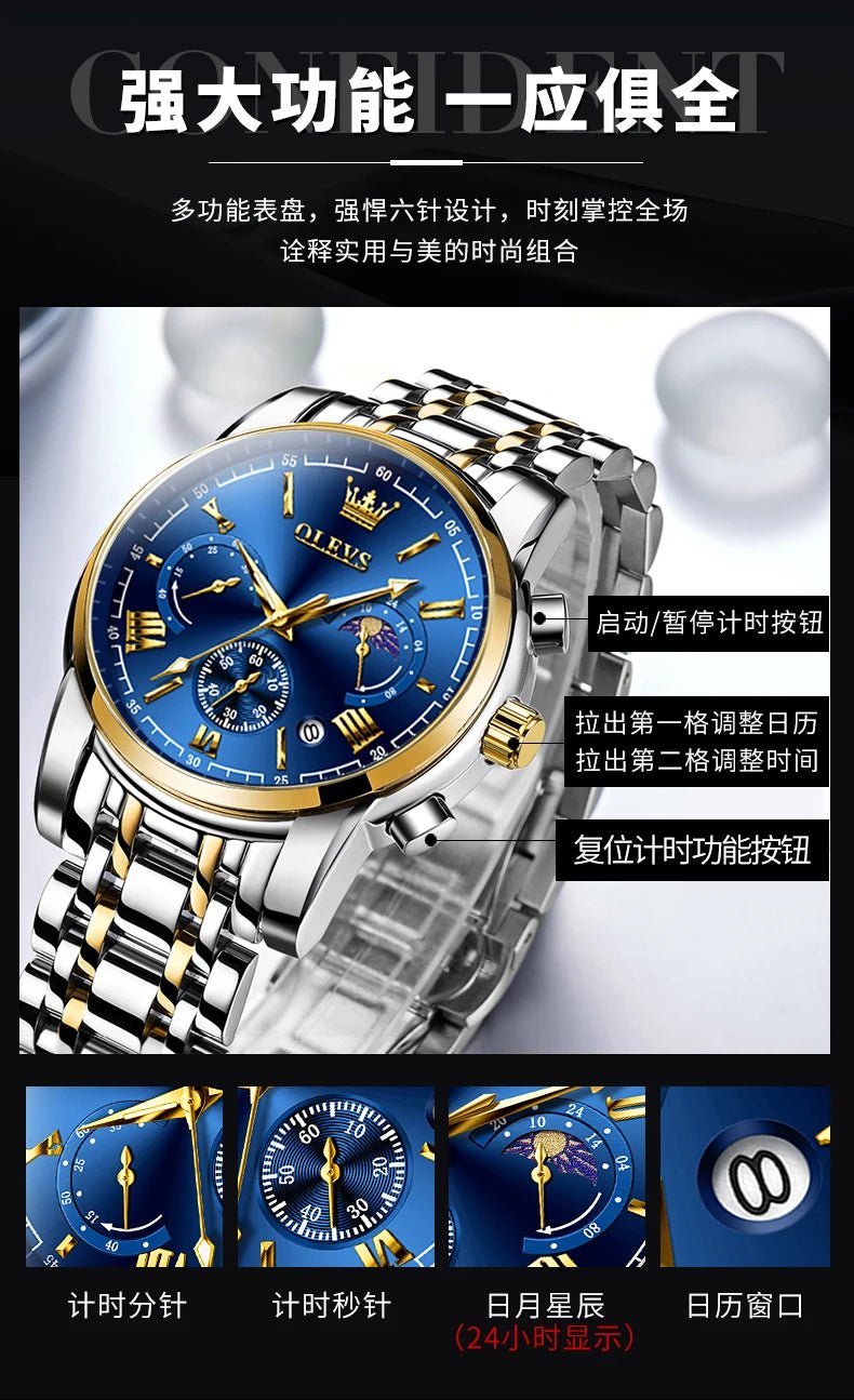 Montre Homme OLEVS Certification d'Origine de Marque Phase de Lune Étanche Montre à Quartz pour Homme Chronographe Calendrier Montre de Mode - crazyfinds.frcrazyfinds.frMontre Homme OLEVS Certification d'Origine de Marque Phase de Lune Étanche Montre à Quartz pour Homme Chronographe Calendrier Montre de Mode