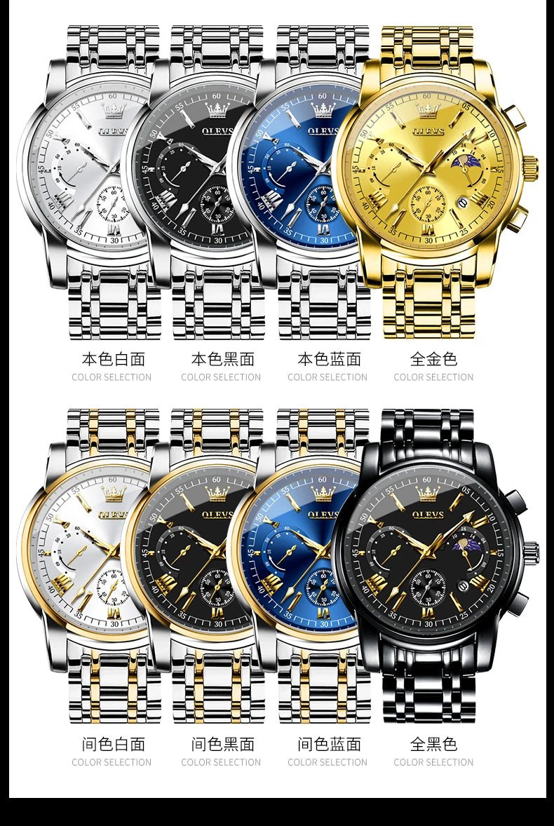 Montre Homme OLEVS Certification d'Origine de Marque Phase de Lune Étanche Montre à Quartz pour Homme Chronographe Calendrier Montre de Mode - crazyfinds.frcrazyfinds.frMontre Homme OLEVS Certification d'Origine de Marque Phase de Lune Étanche Montre à Quartz pour Homme Chronographe Calendrier Montre de Mode