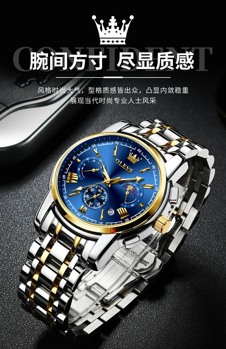 Montre Homme OLEVS Certification d'Origine de Marque Phase de Lune Étanche Montre à Quartz pour Homme Chronographe Calendrier Montre de Mode - crazyfinds.frcrazyfinds.frMontre Homme OLEVS Certification d'Origine de Marque Phase de Lune Étanche Montre à Quartz pour Homme Chronographe Calendrier Montre de Mode