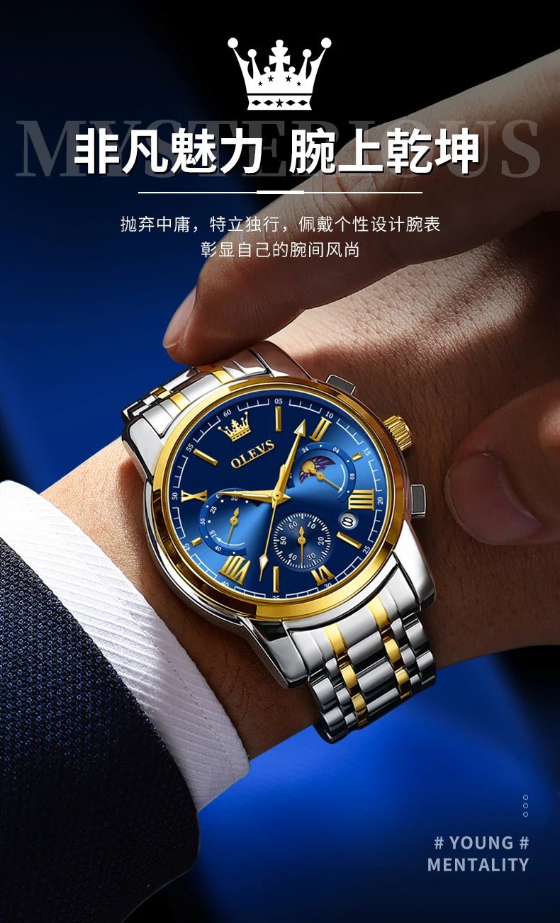 Montre Homme OLEVS Certification d'Origine de Marque Phase de Lune Étanche Montre à Quartz pour Homme Chronographe Calendrier Montre de Mode - crazyfinds.frcrazyfinds.frMontre Homme OLEVS Certification d'Origine de Marque Phase de Lune Étanche Montre à Quartz pour Homme Chronographe Calendrier Montre de Mode