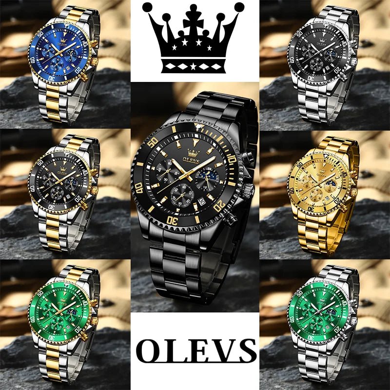 Montres pour Hommes OLEVS Marque de Luxe Haut de Gamme Montre pour Homme Originale Étanche Acier Inoxydable Chronographe Phase de Lune Date Cadran Rotatif - crazyfinds.frcrazyfinds.frMontres pour Hommes OLEVS Marque de Luxe Haut de Gamme Montre pour Homme Originale Étanche Acier Inoxydable Chronographe Phase de Lune Date Cadran Rotatif