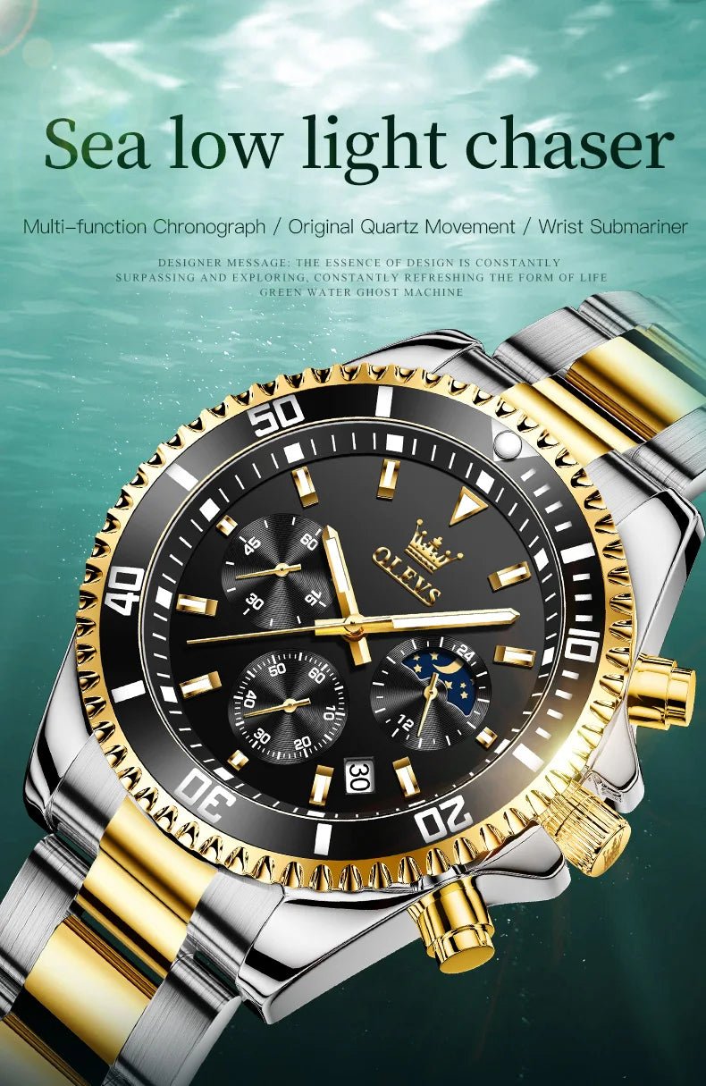OLEVS Montres Homme Phase de Lune Originale Étanche Luxe Montre Quartz Acier Inoxydable Chronographe Date Cadran Rotatif Montre - Bracelet - crazyfinds.frcrazyfinds.frOLEVS Montres Homme Phase de Lune Originale Étanche Luxe Montre Quartz Acier Inoxydable Chronographe Date Cadran Rotatif Montre - Bracelet