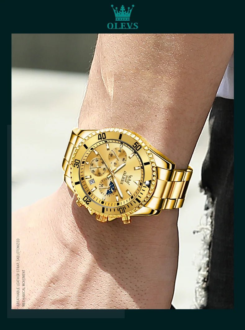 OLEVS Montres Homme Phase de Lune Originale Étanche Luxe Montre Quartz Acier Inoxydable Chronographe Date Cadran Rotatif Montre - Bracelet - crazyfinds.frcrazyfinds.frOLEVS Montres Homme Phase de Lune Originale Étanche Luxe Montre Quartz Acier Inoxydable Chronographe Date Cadran Rotatif Montre - Bracelet