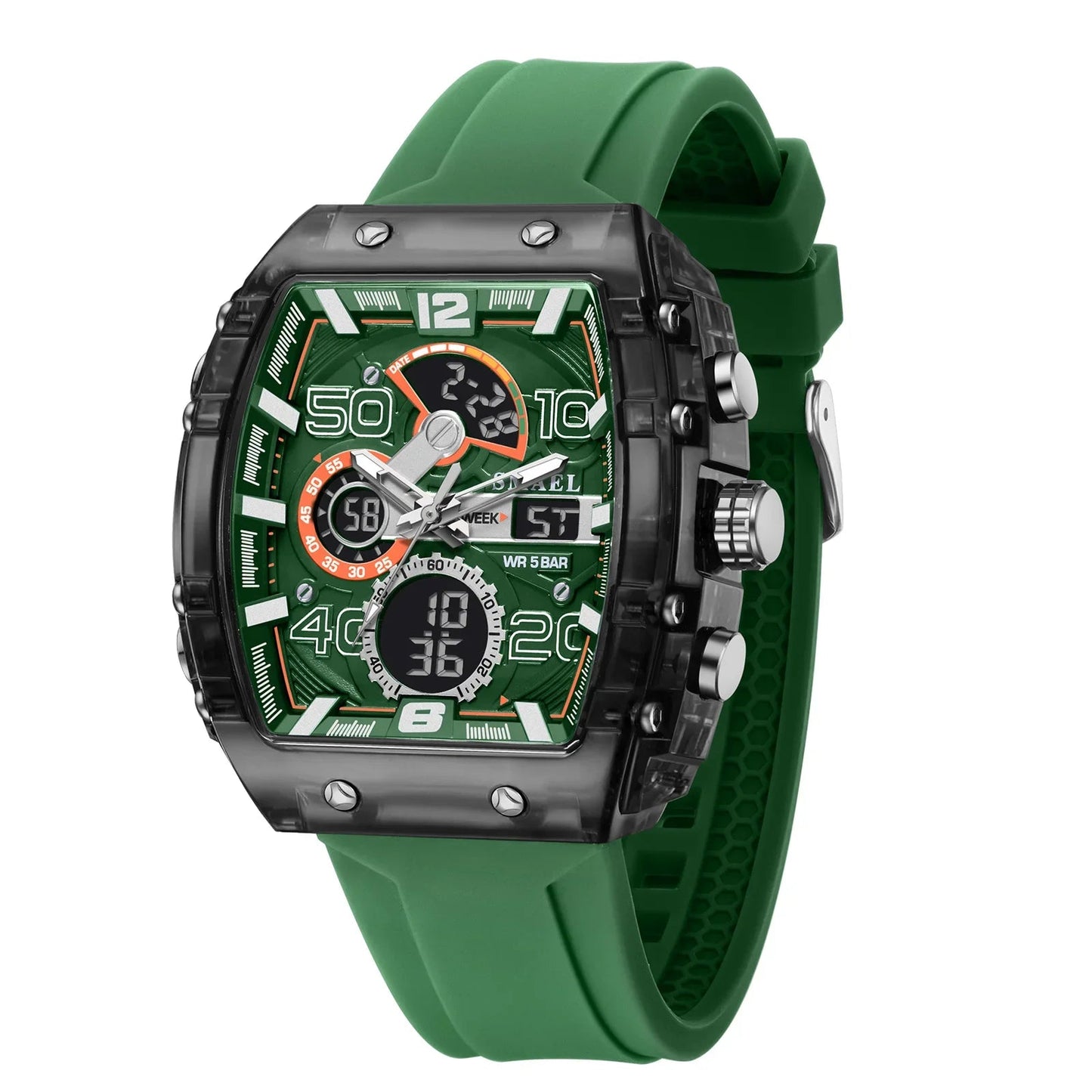 SMAEL 8109 nouvelle montre pour hommes sport multifonctionnel 50M étanche double affichage LED veilleuse loisirs étudiant montre électronique - crazyfinds.frcrazyfinds.frMilitary GreenSMAEL 8109 nouvelle montre pour hommes sport multifonctionnel 50M étanche double affichage LED veilleuse loisirs étudiant montre électronique
