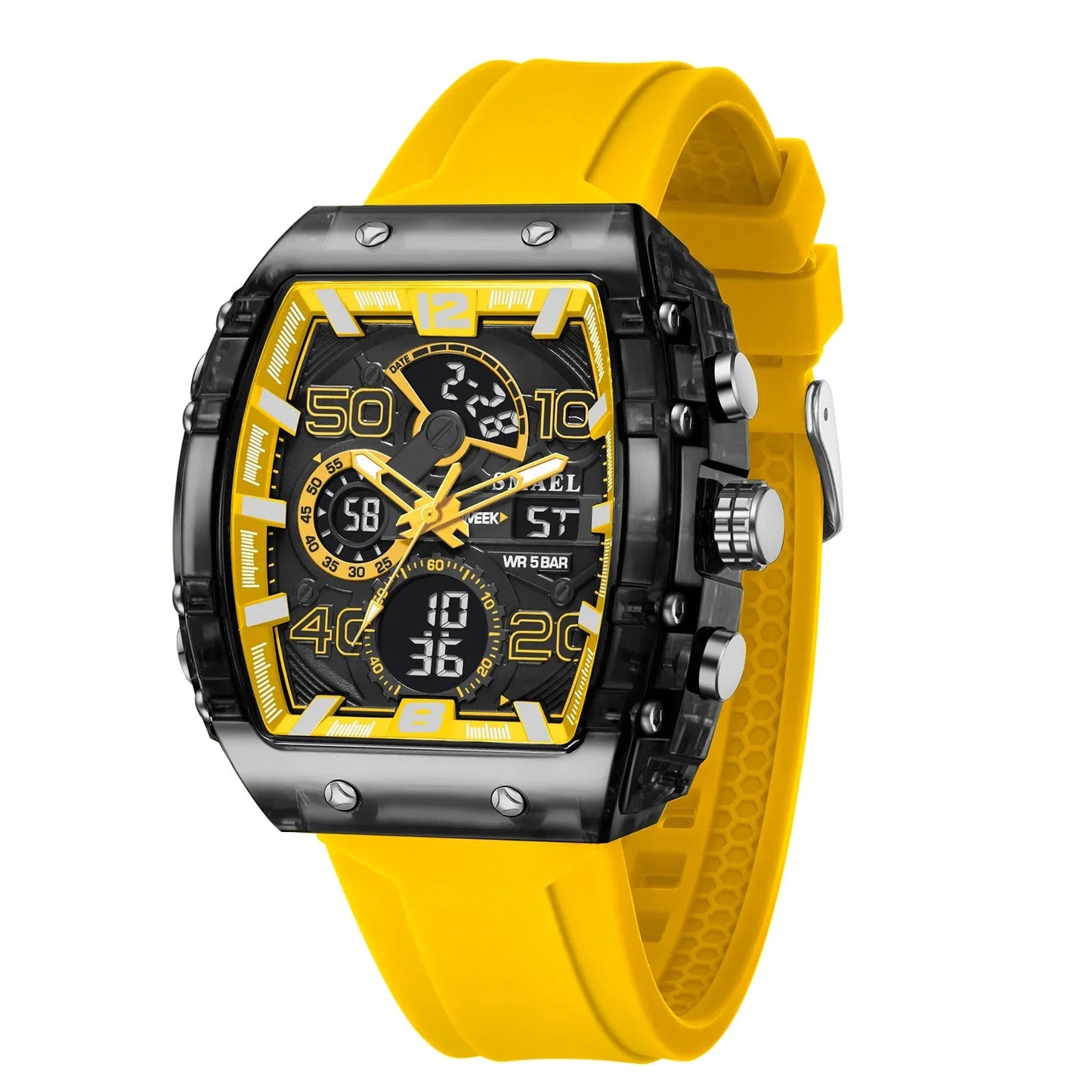 SMAEL 8109 nouvelle montre pour hommes sport multifonctionnel 50M étanche double affichage LED veilleuse loisirs étudiant montre électronique - crazyfinds.frcrazyfinds.fryellowSMAEL 8109 nouvelle montre pour hommes sport multifonctionnel 50M étanche double affichage LED veilleuse loisirs étudiant montre électronique