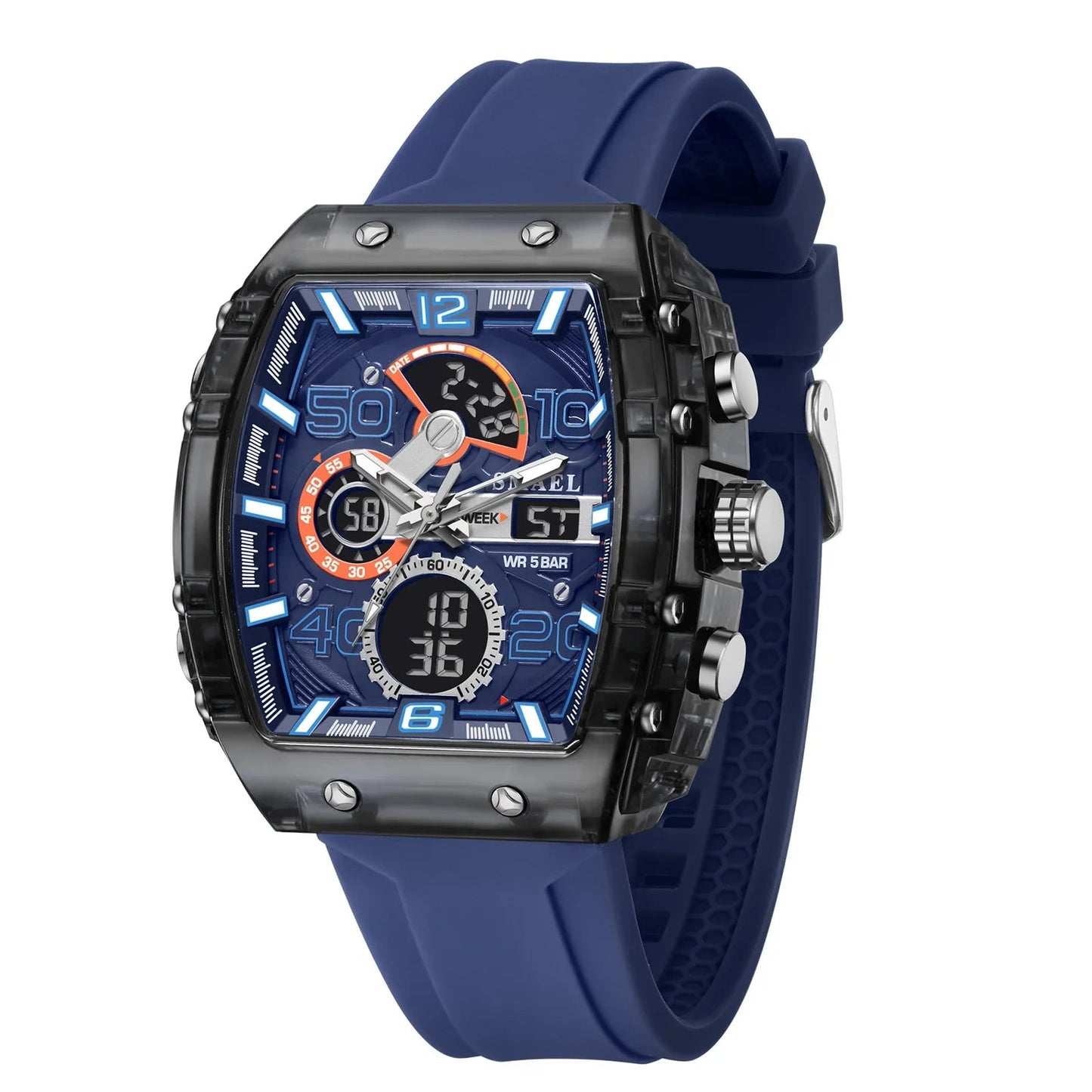 SMAEL 8109 nouvelle montre pour hommes sport multifonctionnel 50M étanche double affichage LED veilleuse loisirs étudiant montre électronique - crazyfinds.frcrazyfinds.frDeep BlueSMAEL 8109 nouvelle montre pour hommes sport multifonctionnel 50M étanche double affichage LED veilleuse loisirs étudiant montre électronique