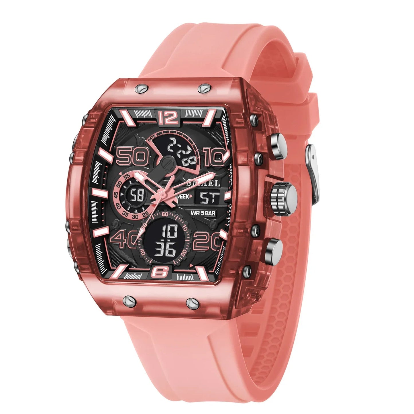 SMAEL 8109 nouvelle montre pour hommes sport multifonctionnel 50M étanche double affichage LED veilleuse loisirs étudiant montre électronique - crazyfinds.frcrazyfinds.frPinkSMAEL 8109 nouvelle montre pour hommes sport multifonctionnel 50M étanche double affichage LED veilleuse loisirs étudiant montre électronique