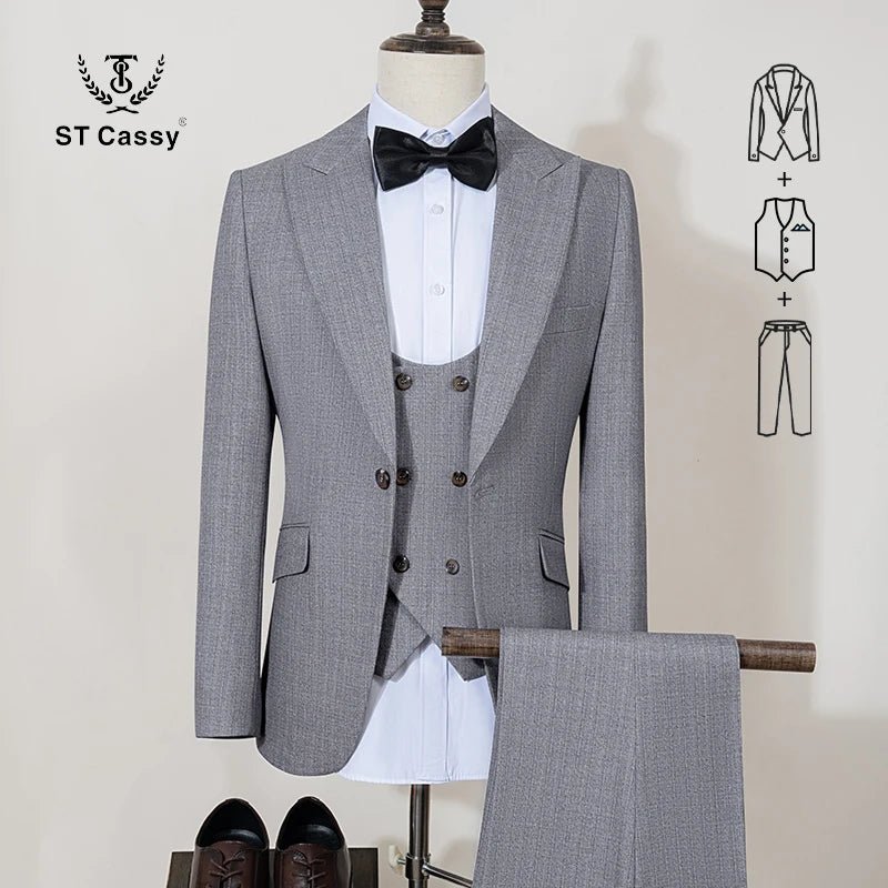 ST Cassy – costume complet de haute qualité pour hommes, élégant, coupe cintrée, robe de soirée de mariage, costume de bureau d'affaires, version épaisse - crazyfinds.frcrazyfinds.frlight gray 3 pcs setAsia 5XL (EUR 58)ST Cassy – costume complet de haute qualité pour hommes, élégant, coupe cintrée, robe de soirée de mariage, costume de bureau d'affaires, version épaisse