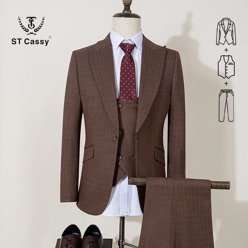 ST Cassy – costume complet de haute qualité pour hommes, élégant, coupe cintrée, robe de soirée de mariage, costume de bureau d'affaires, version épaisse - crazyfinds.frcrazyfinds.frbrown 3 pcs setAsia 5XL (EUR 58)ST Cassy – costume complet de haute qualité pour hommes, élégant, coupe cintrée, robe de soirée de mariage, costume de bureau d'affaires, version épaisse