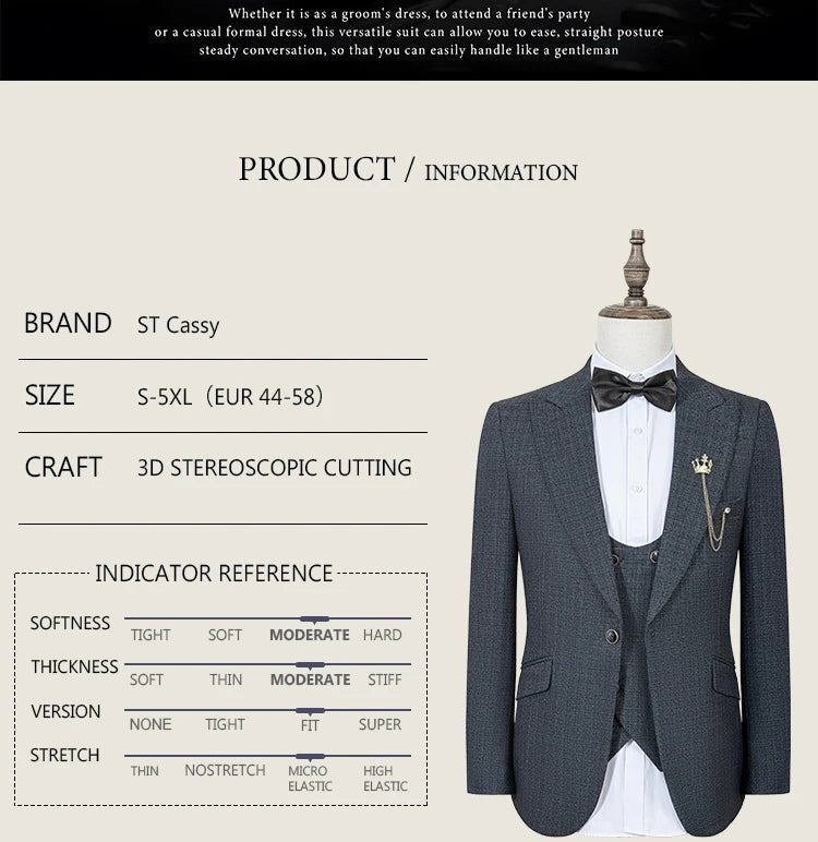 ST Cassy – costume complet de haute qualité pour hommes, élégant, coupe cintrée, robe de soirée de mariage, costume de bureau d'affaires, version épaisse - crazyfinds.frcrazyfinds.frSky blue 3 pcs seAsia 5XL (EUR 58)ST Cassy – costume complet de haute qualité pour hommes, élégant, coupe cintrée, robe de soirée de mariage, costume de bureau d'affaires, version épaisse