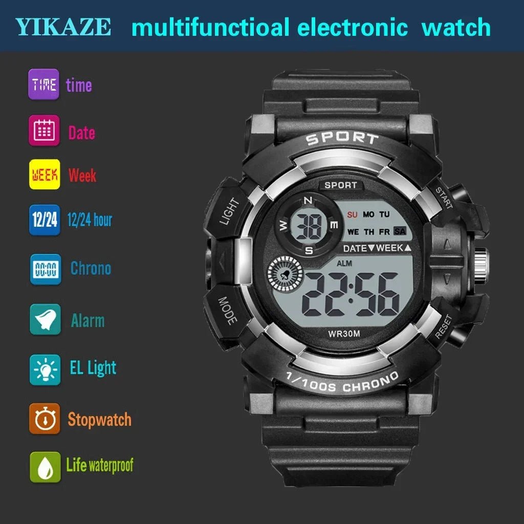 YIKAZE mode sport montres hommes femmes montre numérique étanche lumineux réveil électronique montre - bracelet pour enfants enfants - crazyfinds.frcrazyfinds.frBlackYIKAZE mode sport montres hommes femmes montre numérique étanche lumineux réveil électronique montre - bracelet pour enfants enfants